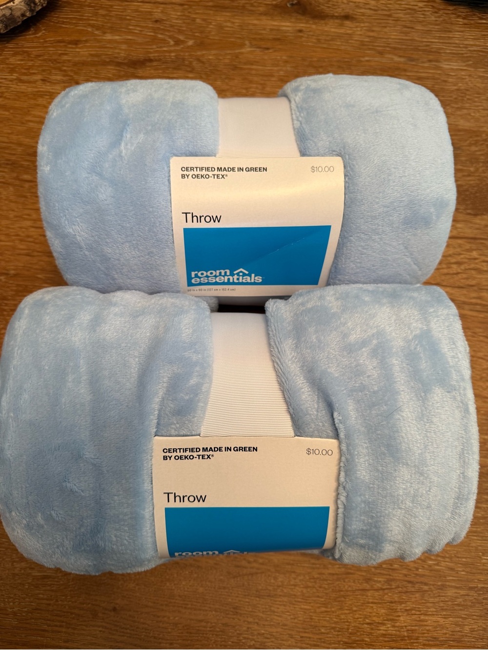 Room Essentials Light Blue Plush Throw Blanket - Soft Cozy Layer 2 Pack